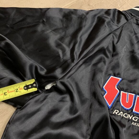 Vintage 90s Summit Racing Satin Bomber Jacket Men's XL Black 1993 Embroidered - Picture 10 of 11
